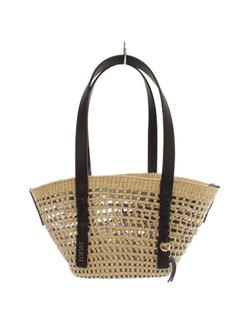 Loewe Braid Basket Small Bag Hand Anagram Bicolor Logo Beige Black